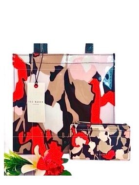 TED BAKER ~ Multi-Color Patent Tote with Matching Card Holder